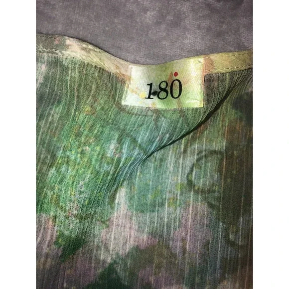 180 Degrees Blouse Women's M Floral Crinkle Tie Front Ruffe Fairy Whimsigoth Y2K - Picture 6 of 8